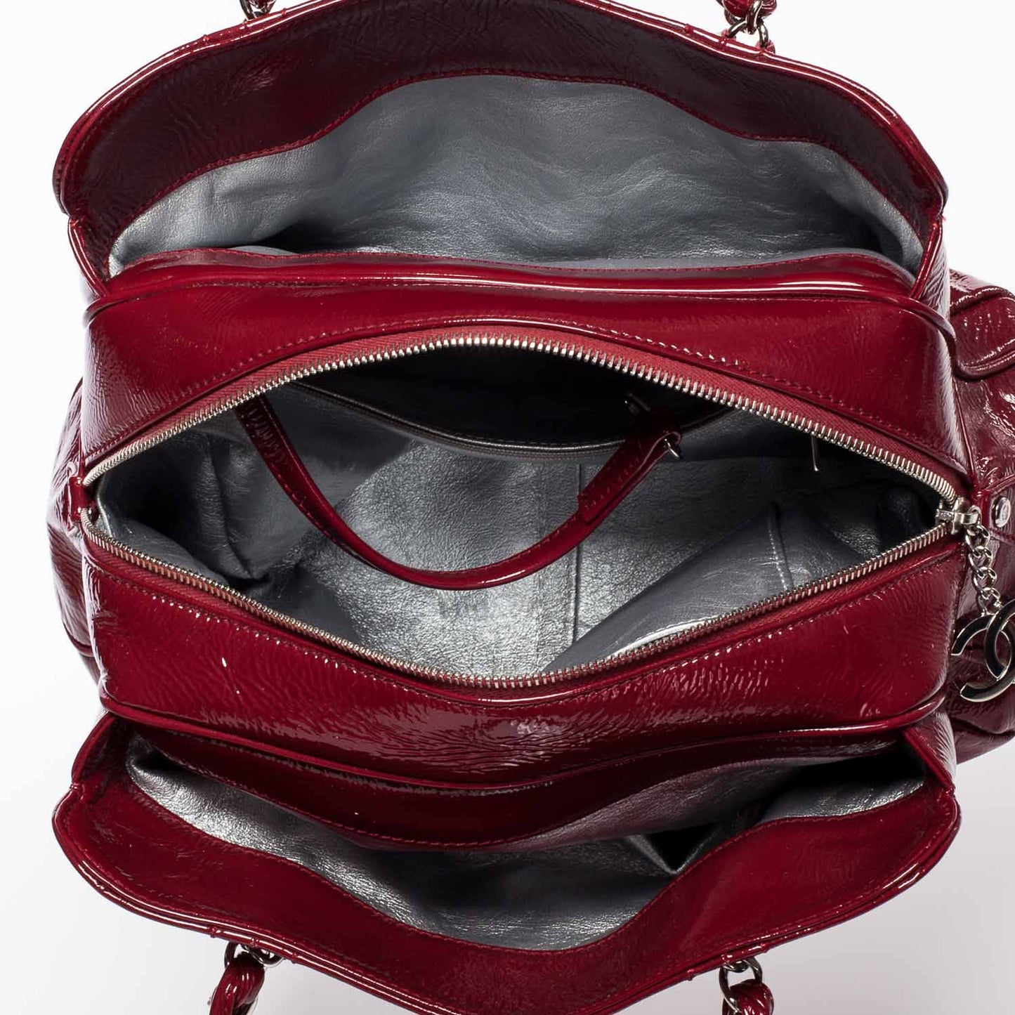 Patent Luxe Ligne Medium Tote Red