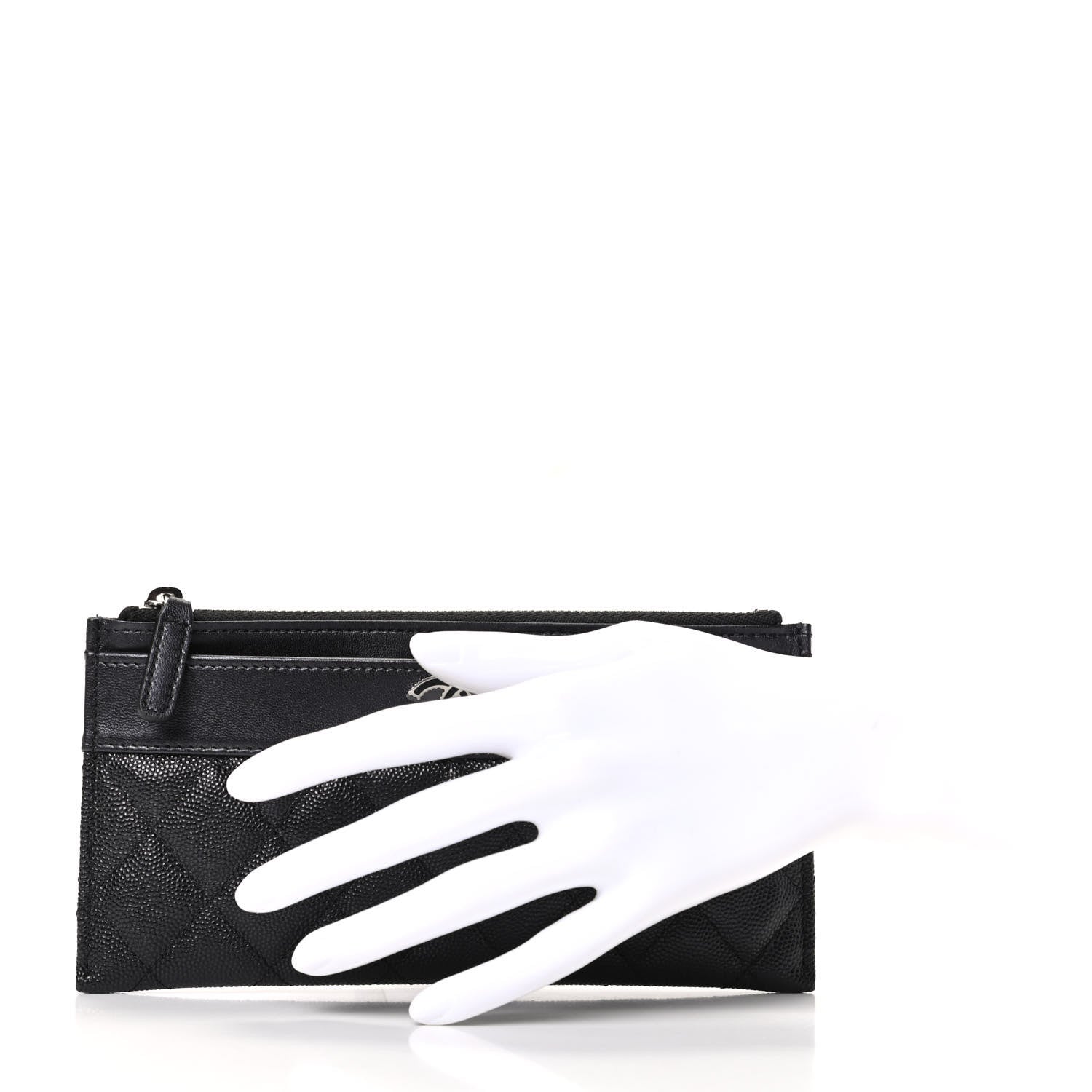 Chanel Caviar Quilted Mademoiselle Vintage Zip Pouch Black 2 of 8