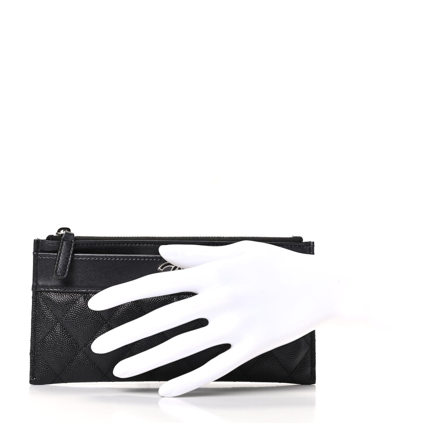 Caviar Quilted Mademoiselle Vintage Zip Pouch Black