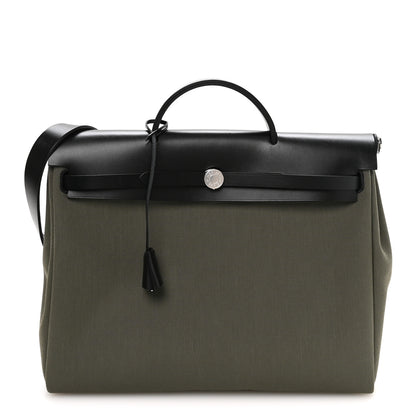 Hermes Military Toile Vache Hunter Herbag 39 Vert De Gris Black 1 of 12