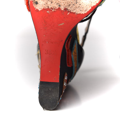 Christian Louboutin Patent Loubi Zeppa 140 Wedges 38.5 Black Red 15 of 20
