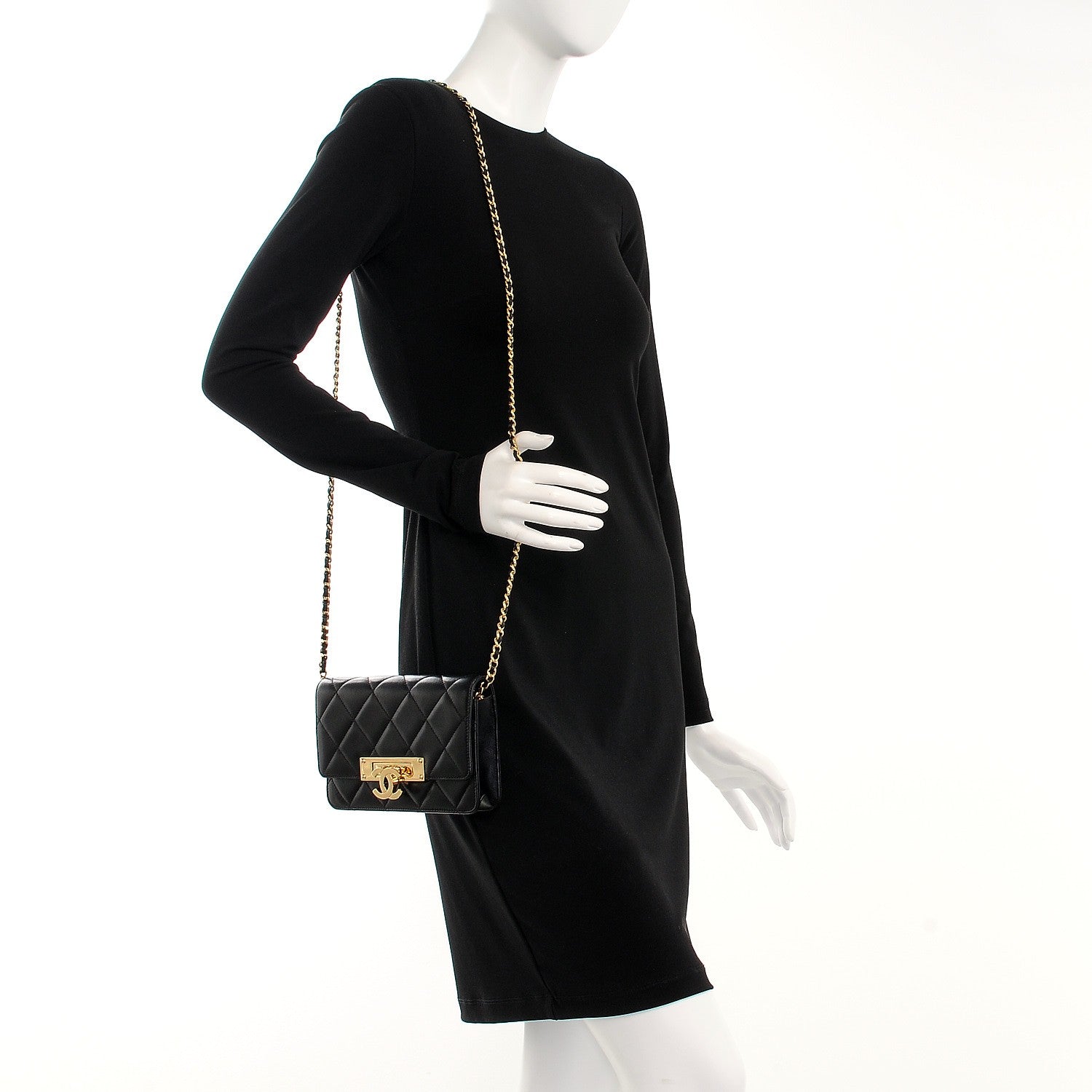 Chanel Lambskin Quilted Golden Class Wallet on Chain WOC Black 2 of 9