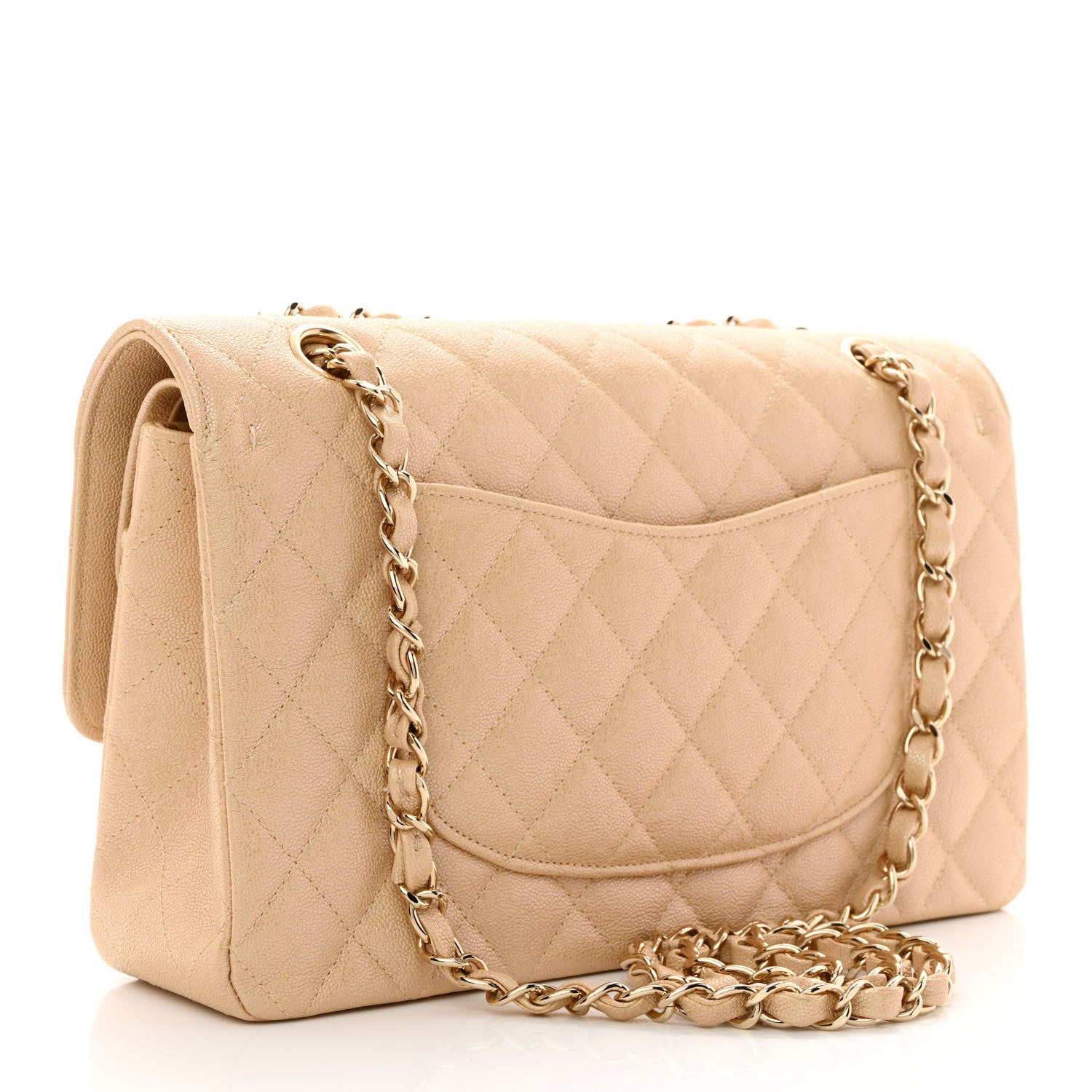 Chanel Iridescent Caviar Quilted Medium Double Flap Beige 3 of 11