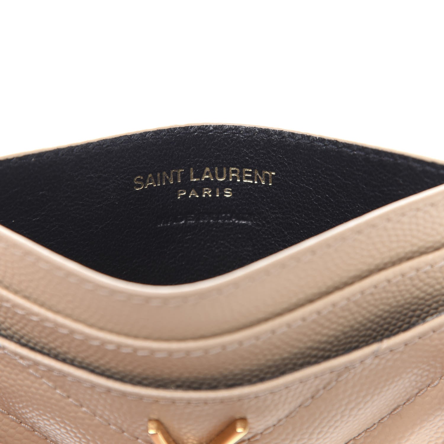 Saint Laurent Grain De Poudre Matelasse Chevron Monogram Credit Card Case Nude Powder 6 of 10