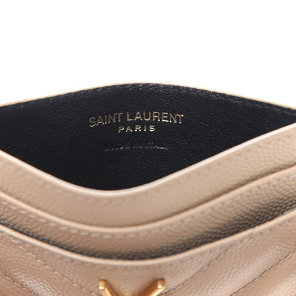 Saint Laurent Grain De Poudre Matelasse Chevron Monogram Credit Card Case Nude Powder 6 of 10