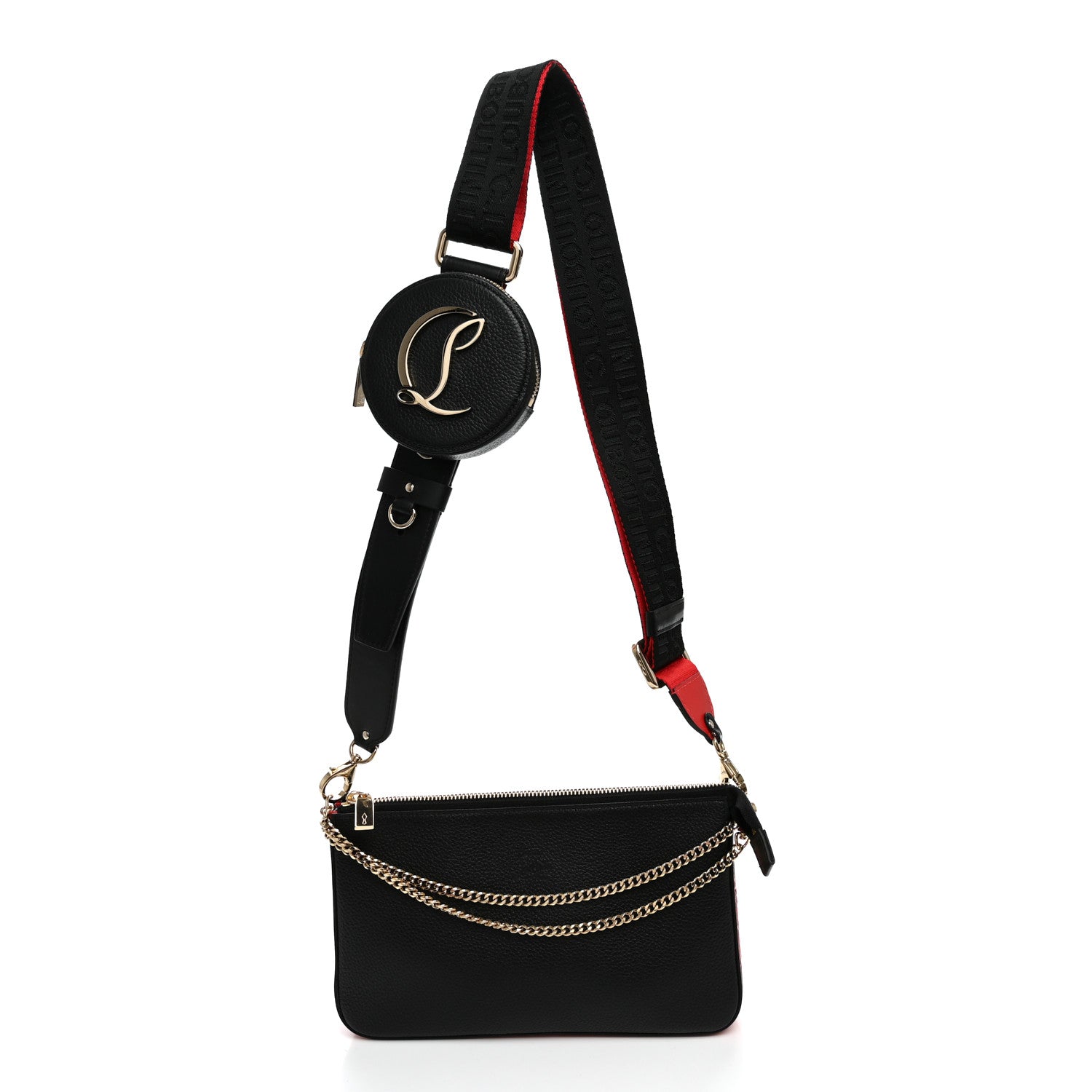 Christian Louboutin Toile Monogram Loubila Chain Hybrid Crossbody Black Black 1 of 10