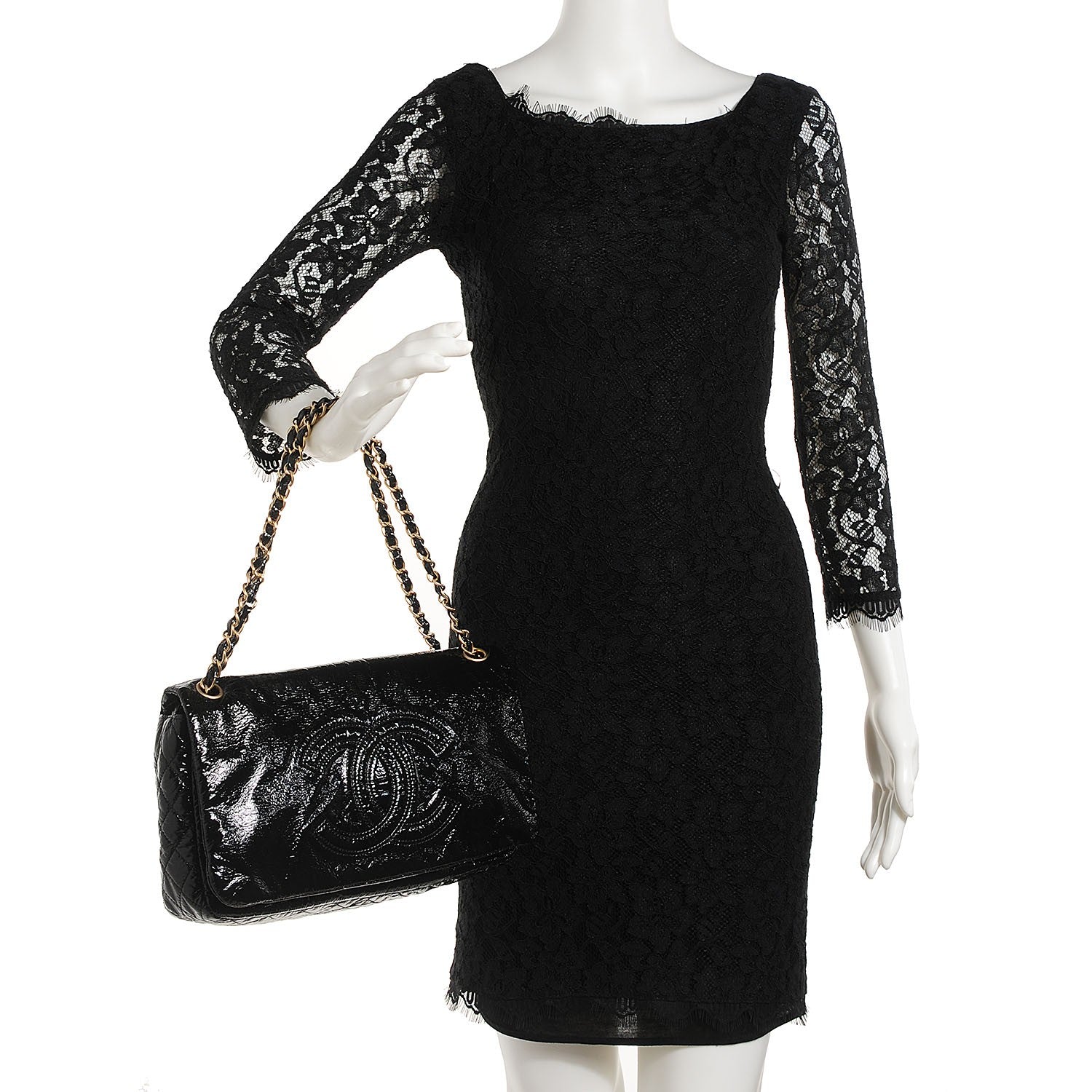 Chanel Vinyl Medium Rock and Chain Flap Black 2 of 7