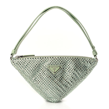 Prada Satin Crystal Triangle Pouch Acqua 1 of 6
