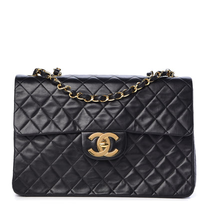 Chanel Lambskin Quilted XL Jumbo Single Flap Black 1 of 12