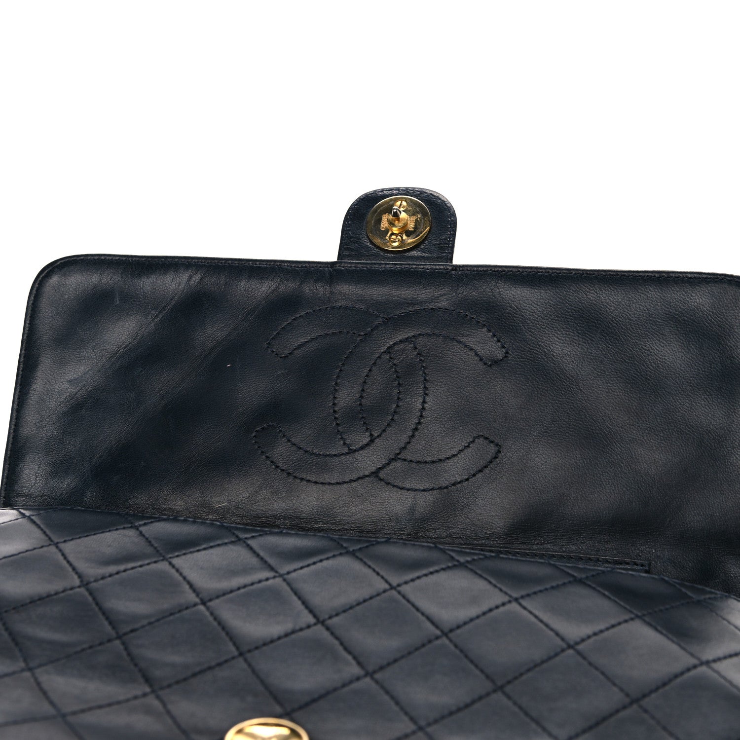 Chanel Lambskin Quilted Medium Single Flap Navy 15 of 25