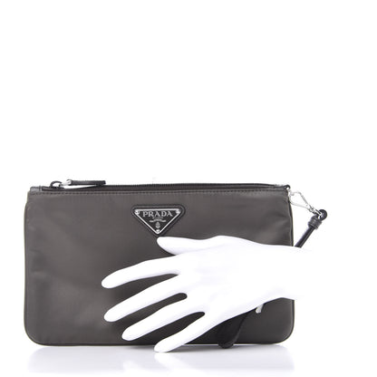 Prada Tessuto Nylon Saffiano Wristlet Grey 2 of 8