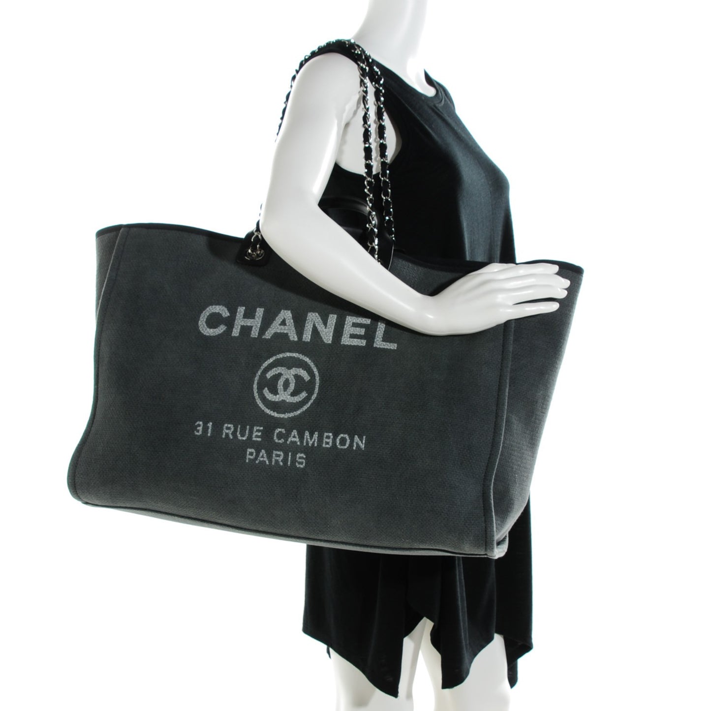 Canvas Extra Large Deauville Tote Dark Grey