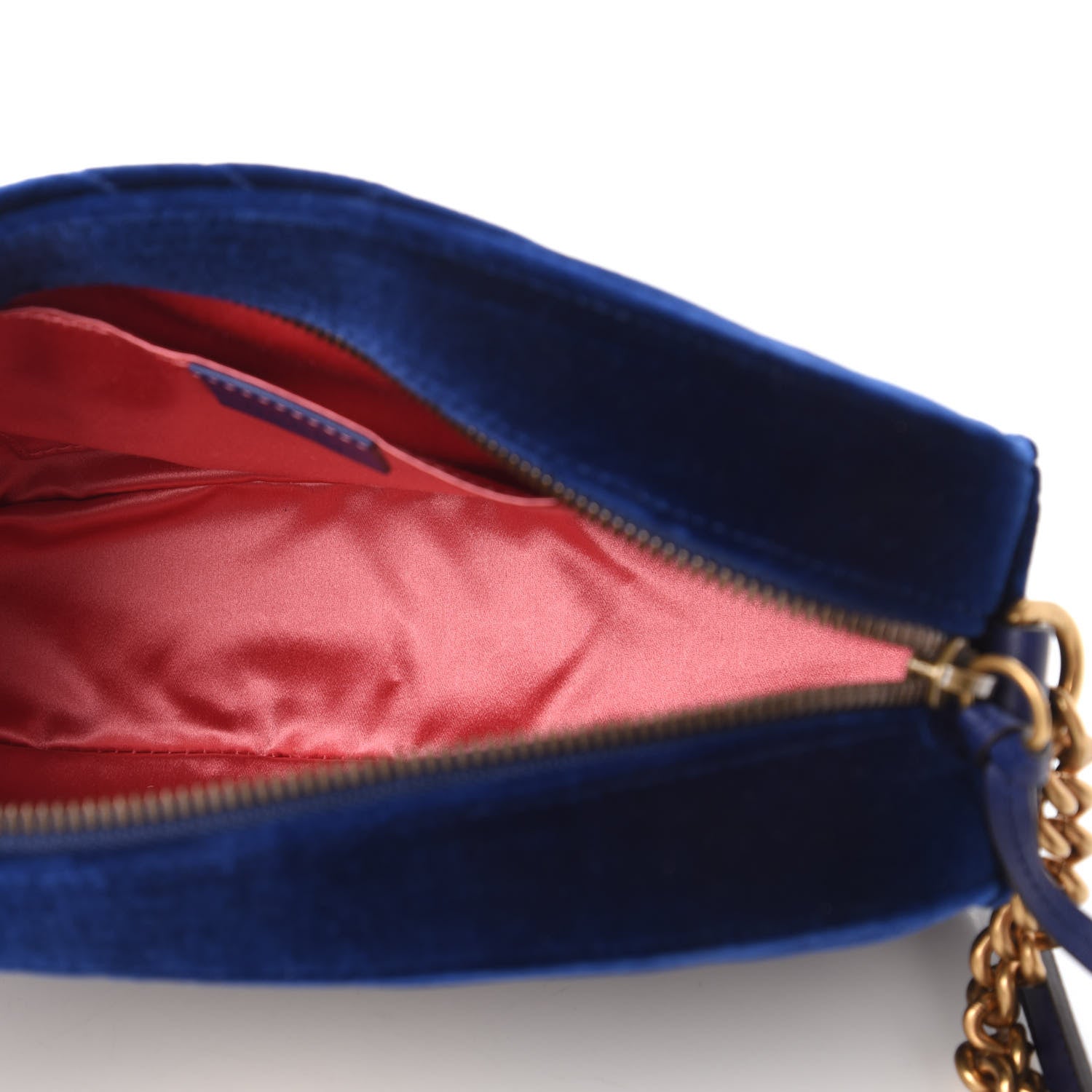 Gucci Velvet Matelasse Small GG Marmont Chain Shoulder Bag Cobalt 5 of 10