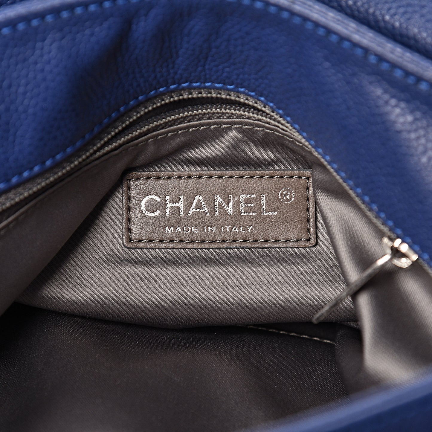 Glazed Caviar Flap Hobo Dark Blue