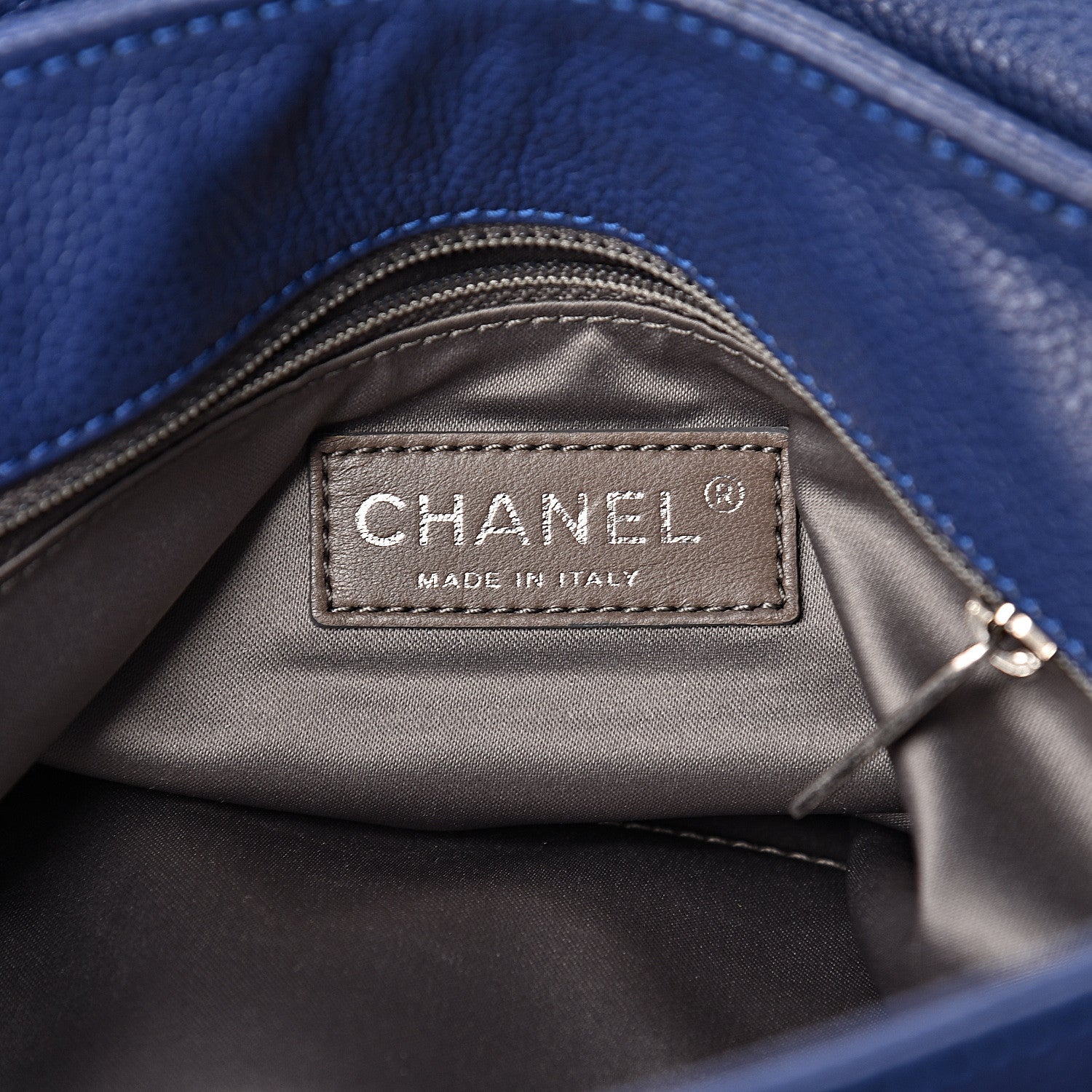 Chanel Glazed Caviar Flap Hobo Dark Blue 7 of 12