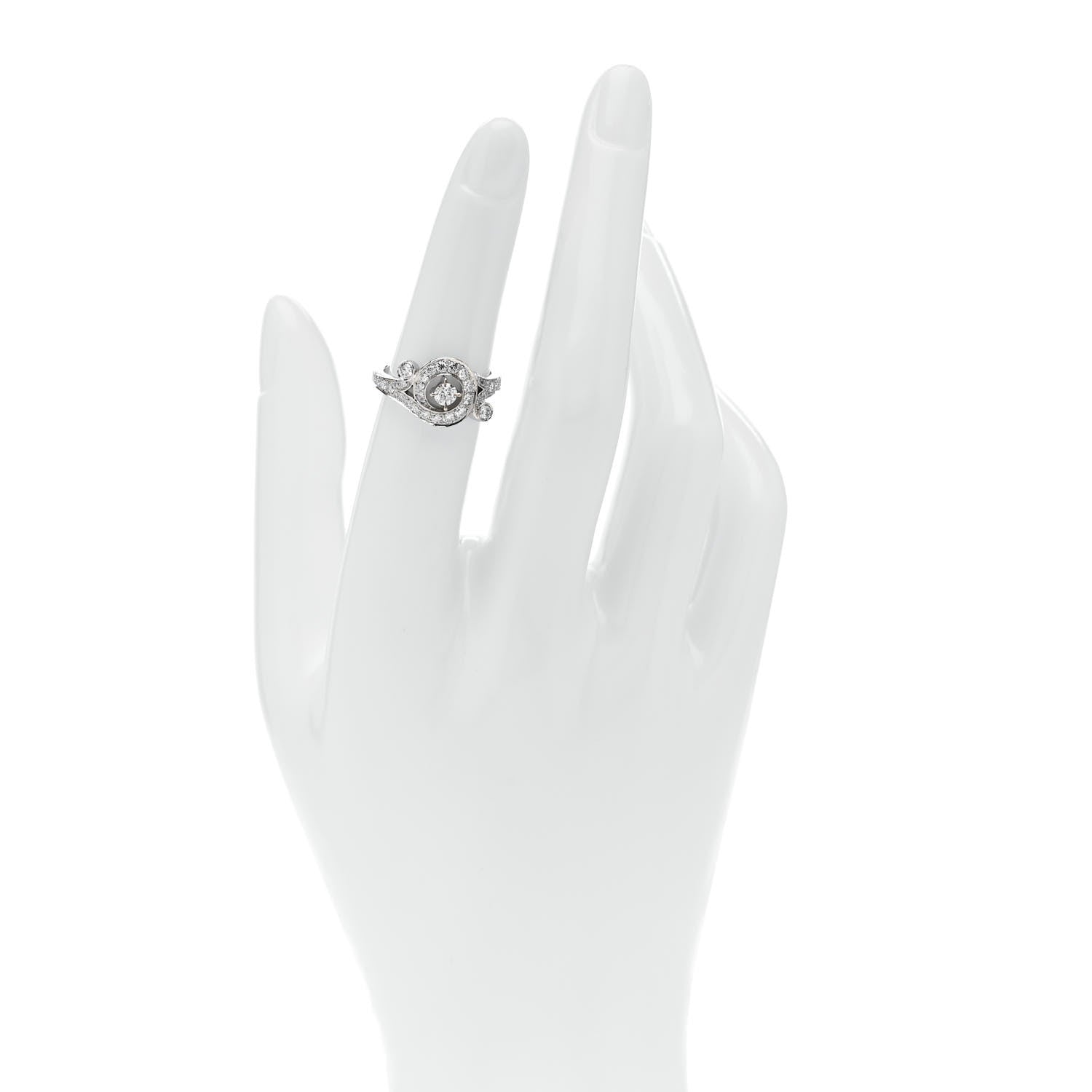 Van Cleef & Arpels 18K White Gold Diamond Nid du Paradis Ring 50 5.25 2 of 5
