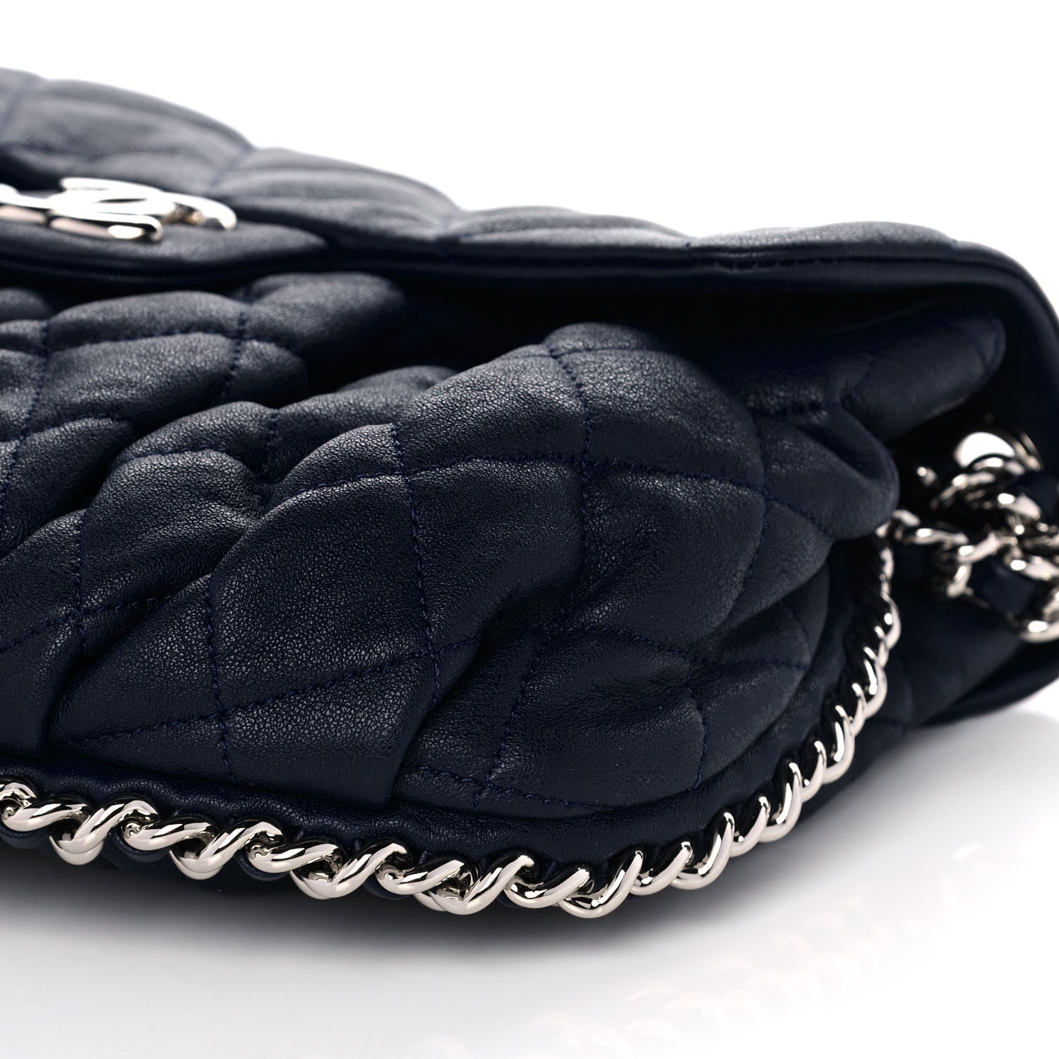 Chanel Washed Lambskin Quilted Mini Chain Around Flap Navy 9 of 9