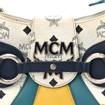 MCM Visetos Shoulder Bag White Blue Yellow 8 of 19