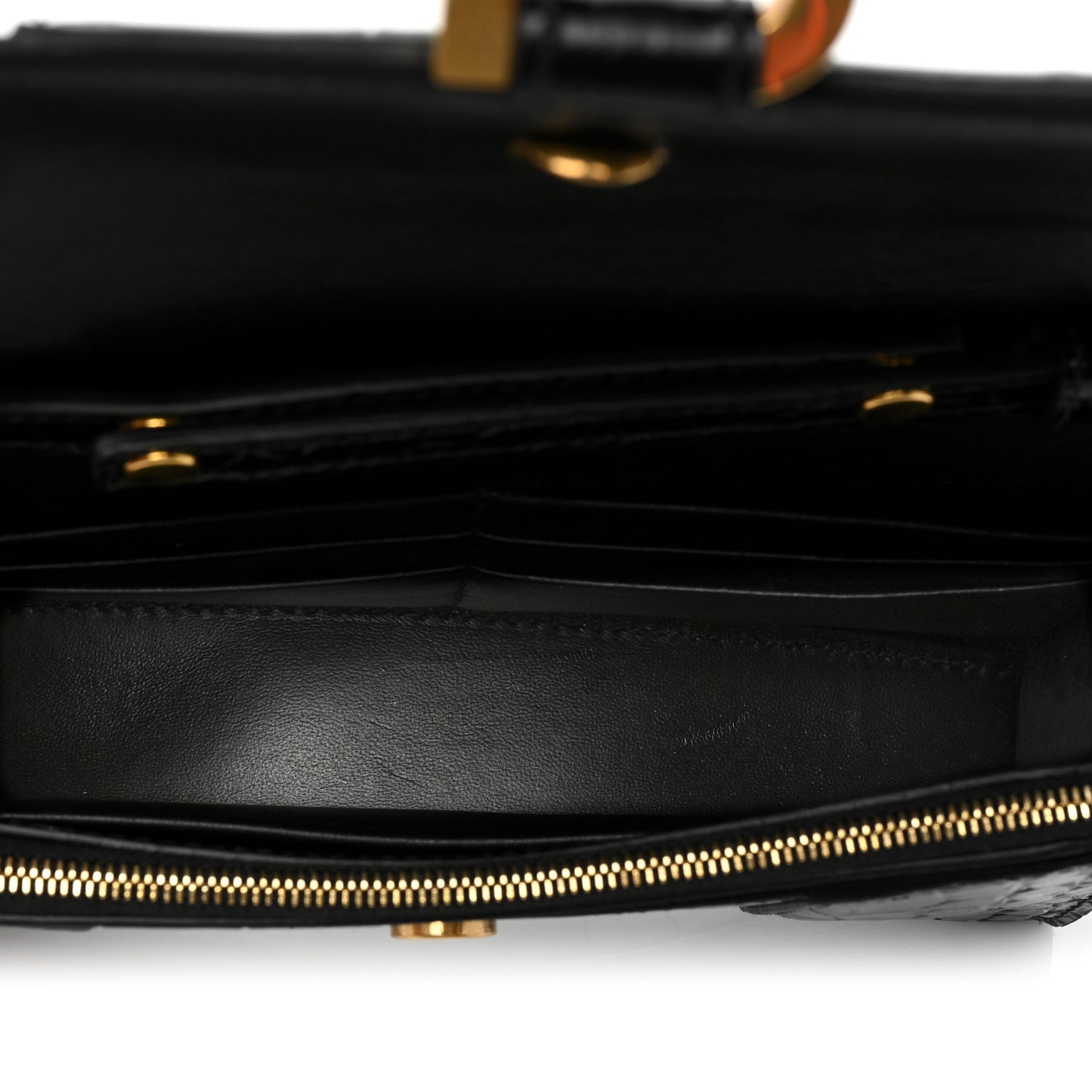 Shiny Calfskin Crocodile Embossed Hourglass Chain Bag Black