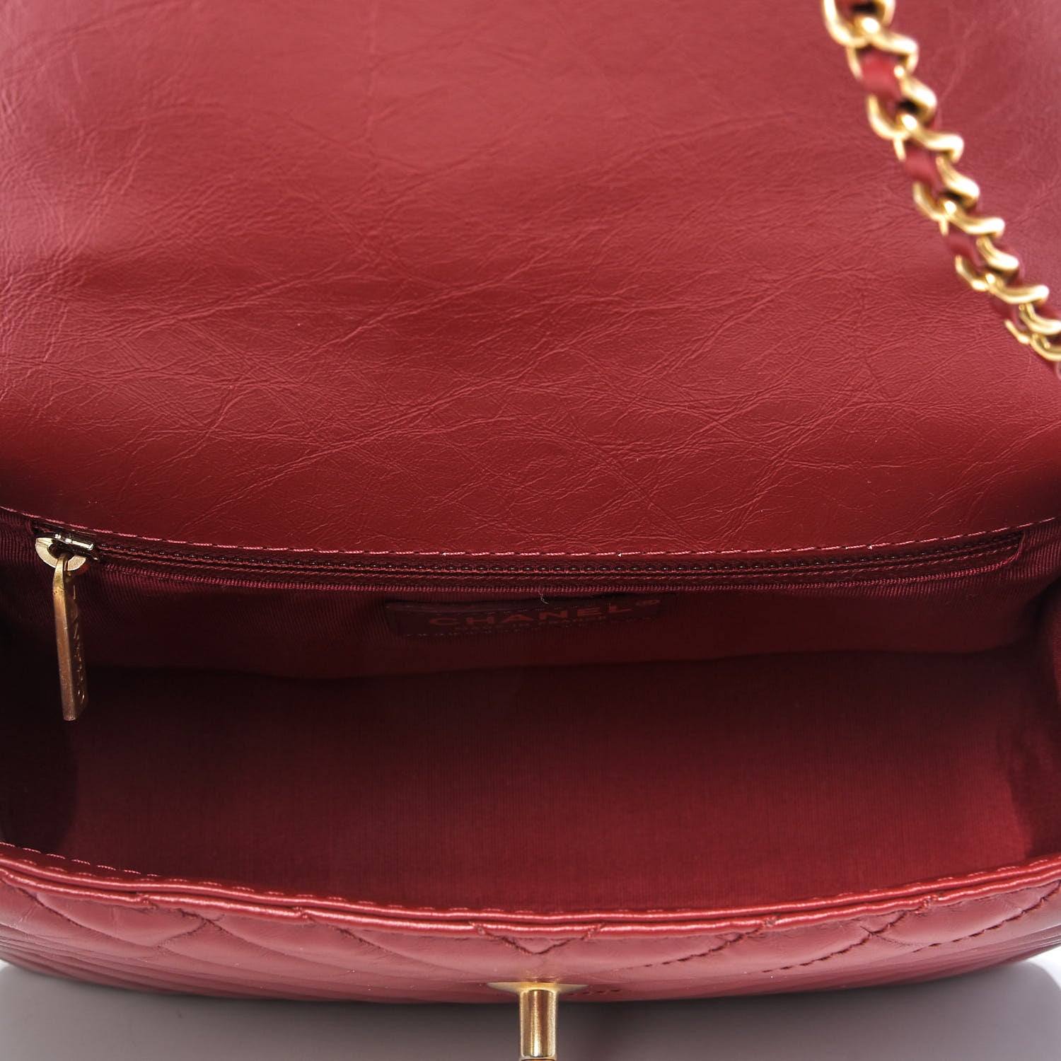 Chanel Calfskin Chevron Quilted Top Handle Flap Red 5 of 10
