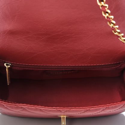 Chanel Calfskin Chevron Quilted Top Handle Flap Red 5 of 10