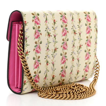 Gucci Calfskin Floral Print Mini Dionysus Chain Wallet Ivory Pink 3 of 11