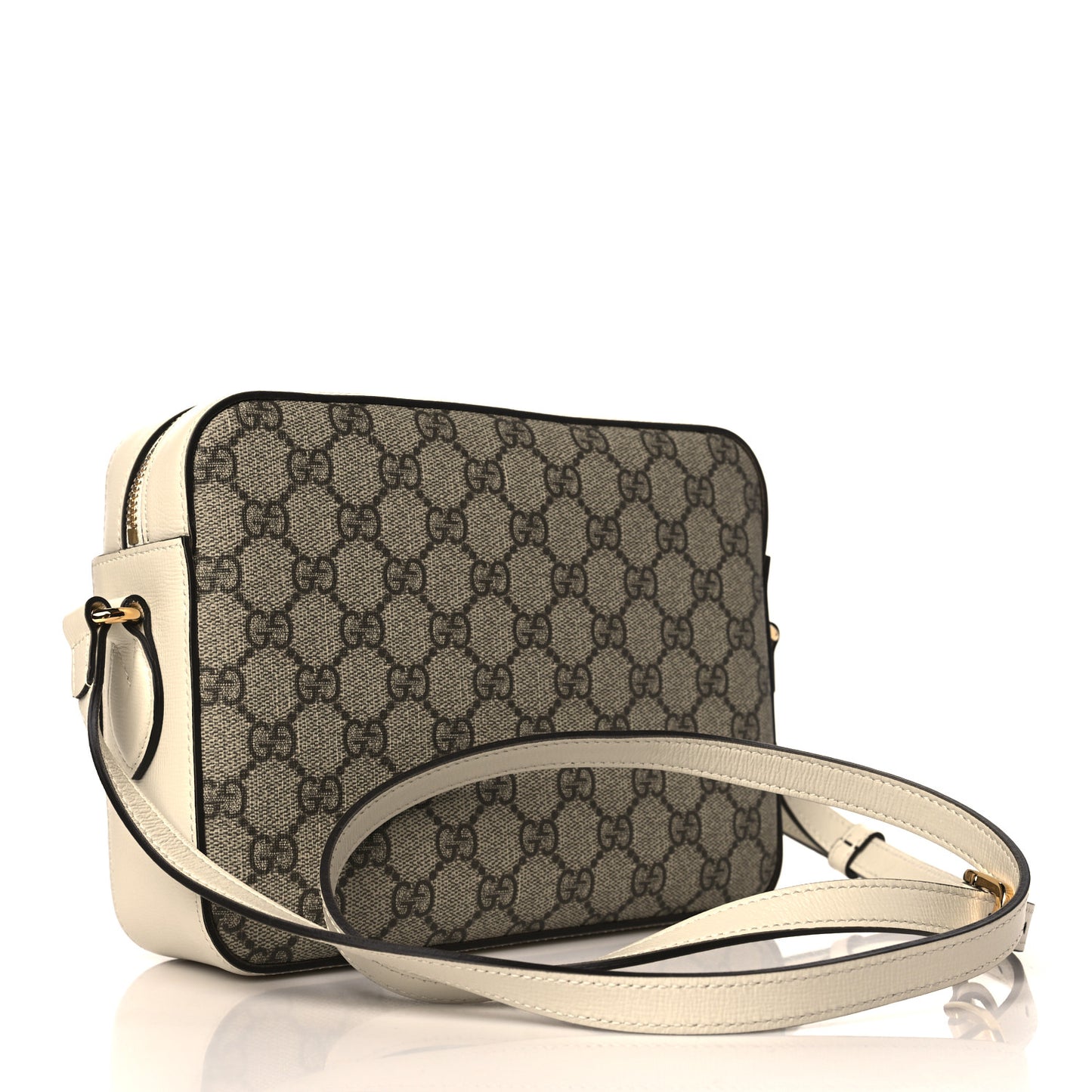 GG Supreme Monogram Small Horsebit 1955 Shoulder Bag Beige Mystic White