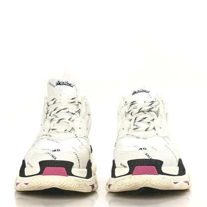 Balenciaga Technical Fabric Allover Logo Mens Triple S Sneakers 45 White Black Pink 2 of 7