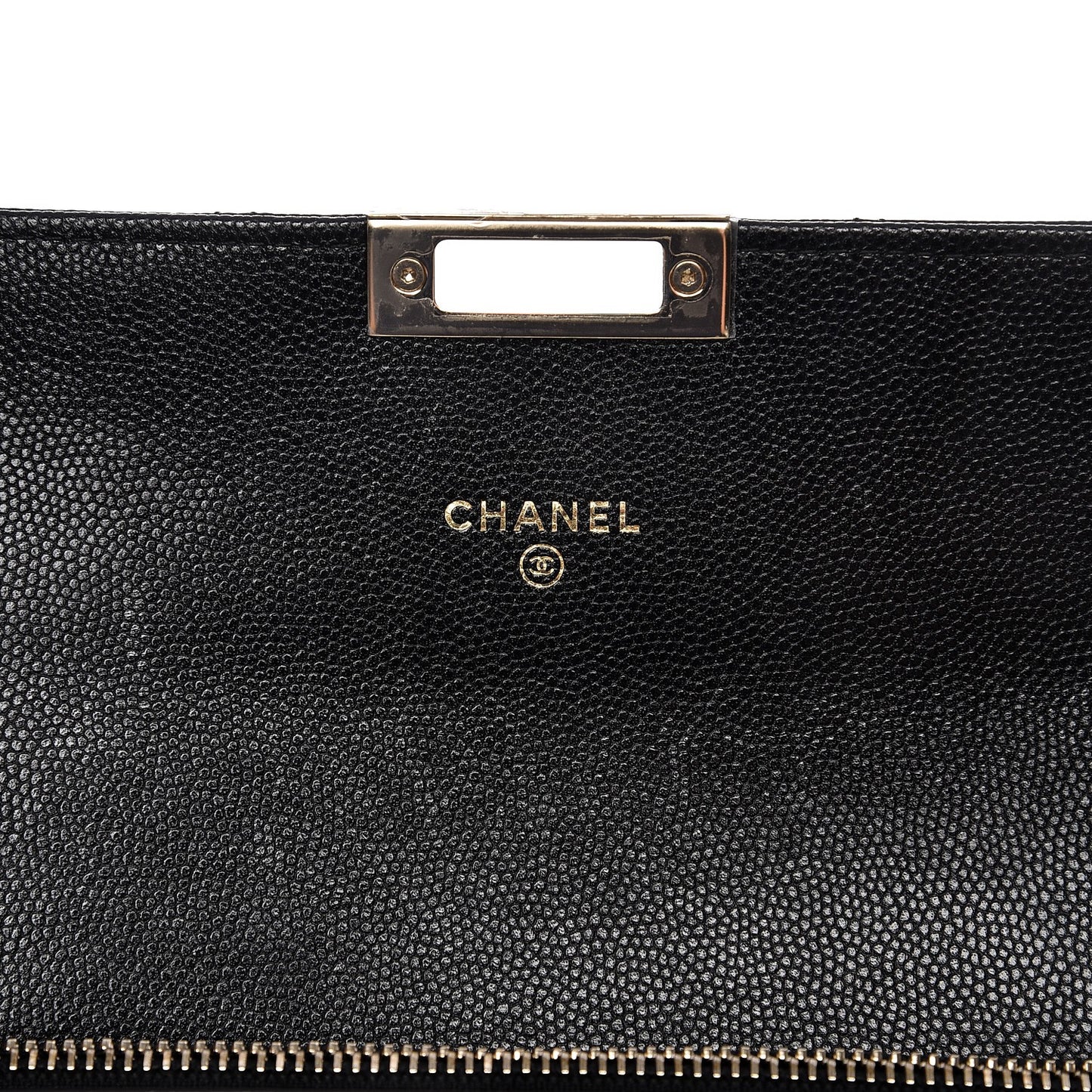 Caviar Quilted Large Golden Class Gusset Flap Wallet Black
