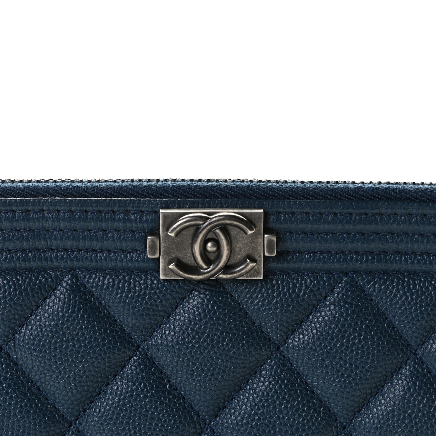 Chanel Caviar Quilted Medium Boy Cosmetic Case Navy 2 of 7