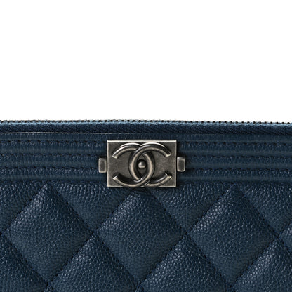 Chanel Caviar Quilted Medium Boy Cosmetic Case Navy 2 of 7