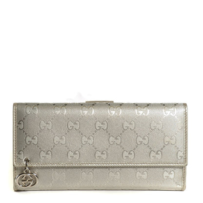 Gucci Imprime Monogram GG Pierce Continental Flap Wallet Silver 1 of 7