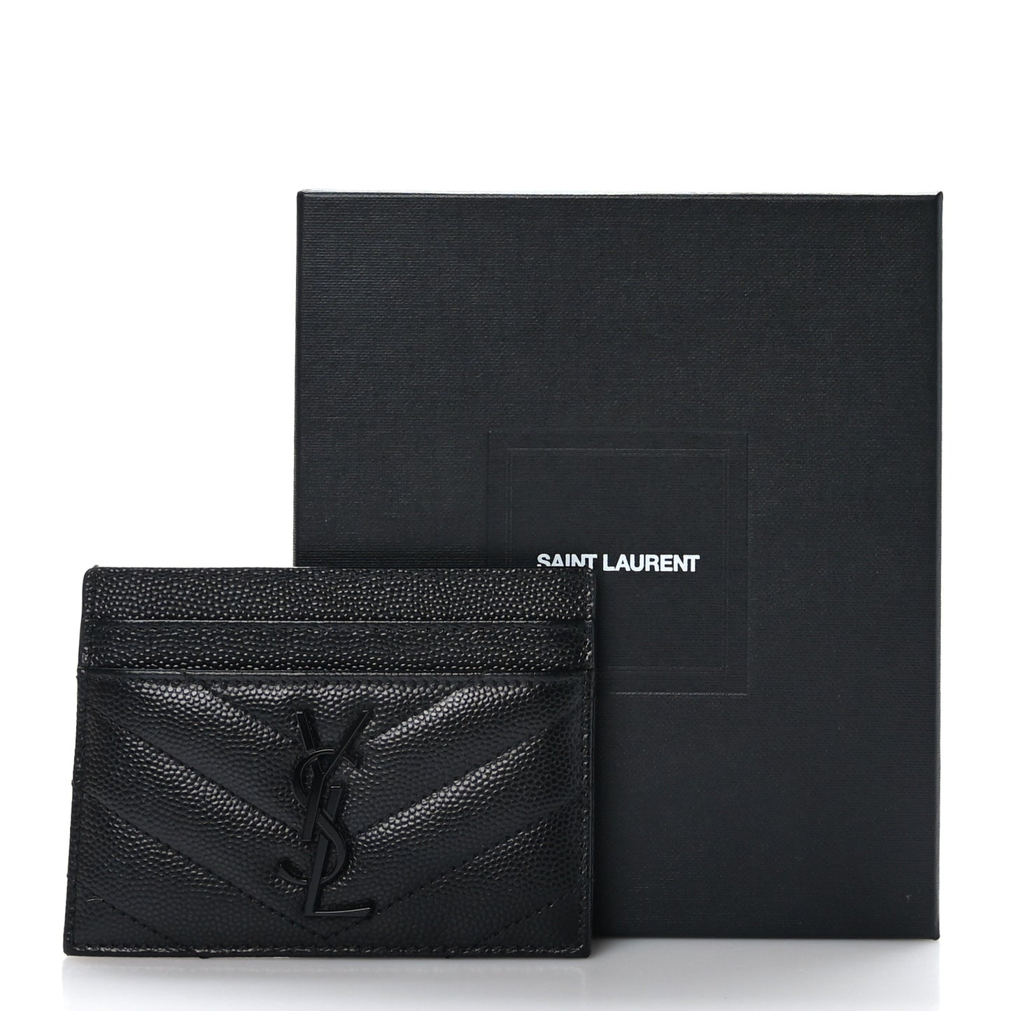 Grain De Poudre Matelasse Chevron Monochrome Monogram Credit Card Case Black