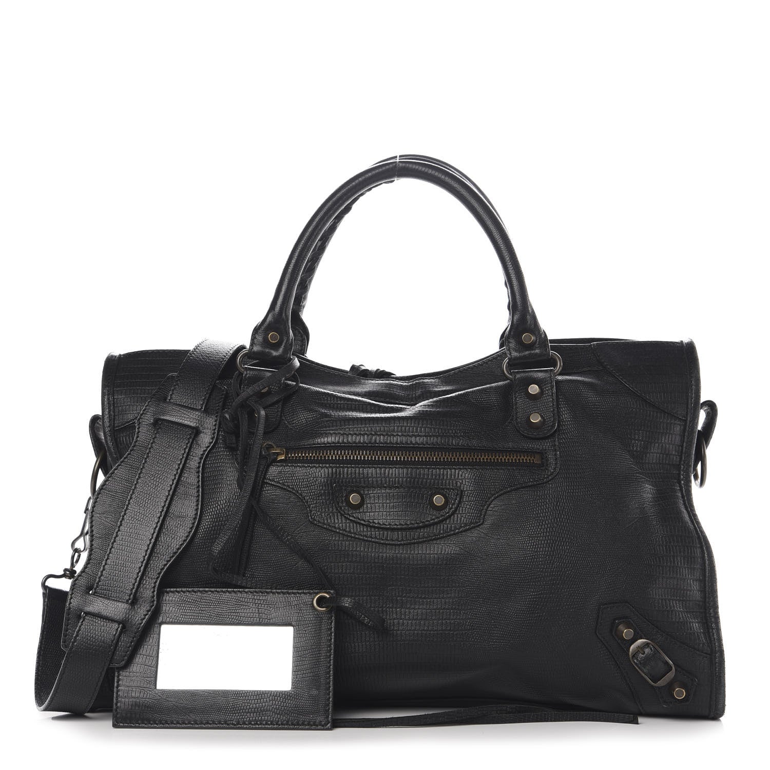 Balenciaga Agneau Lizard Embossed Classic Hardware City Black 1 of 14