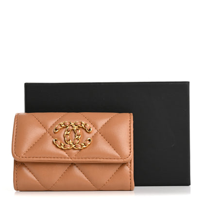 Chanel Lambskin Quilted Chanel 19 Flap Card Holder Brown 10 of 10