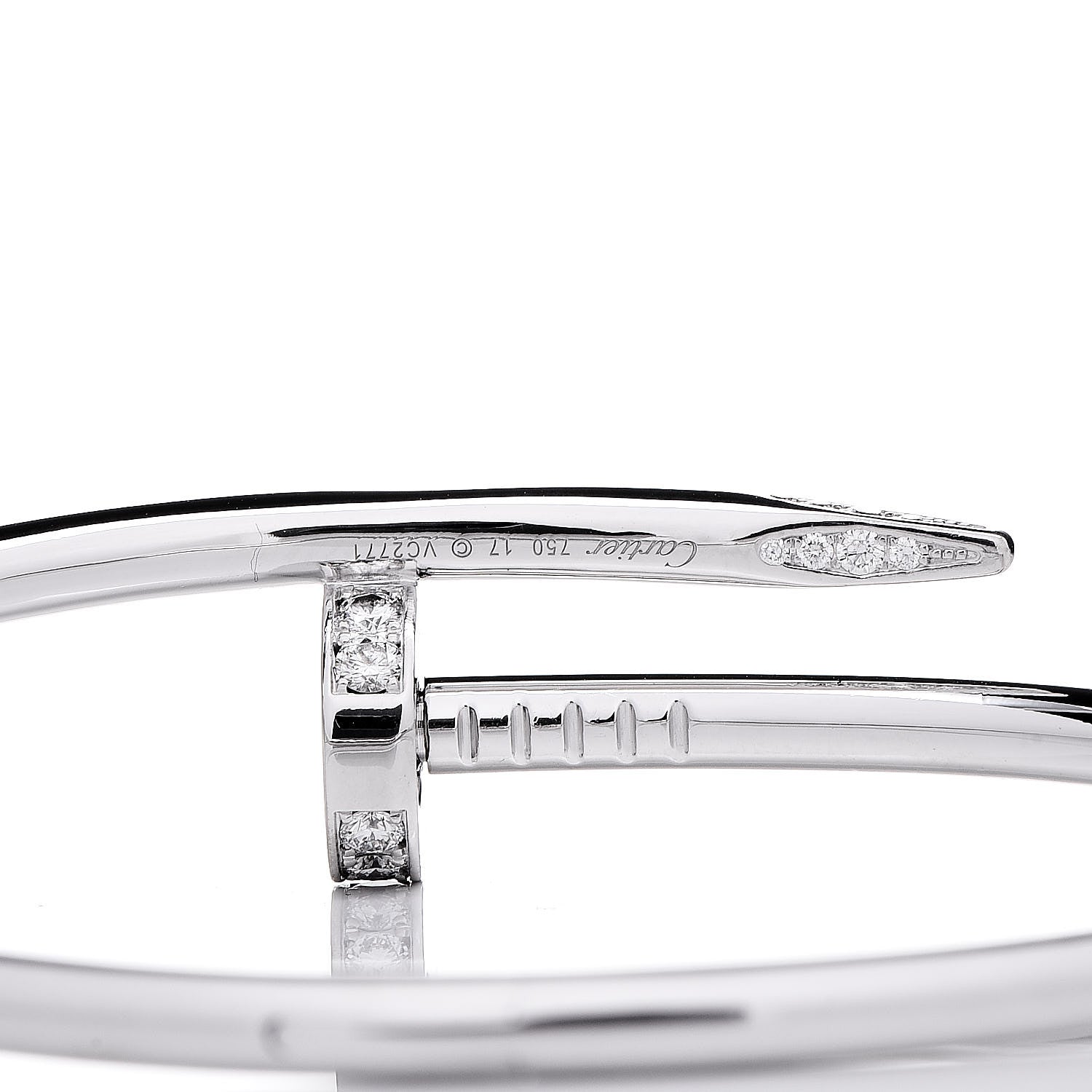 Cartier 18K White Gold Diamond Juste Un Clou Bracelet 17 4 of 5