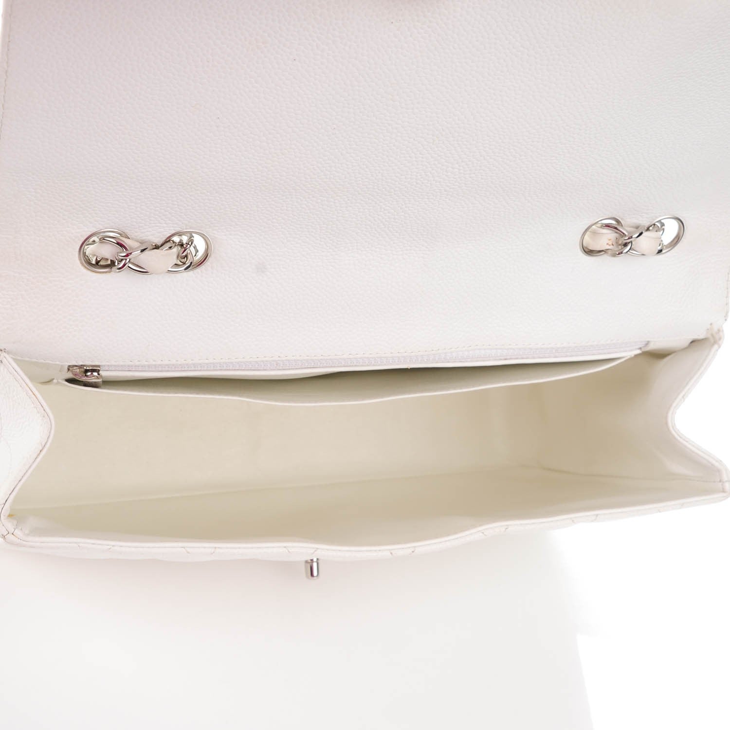 Chanel Caviar Quilted Jumbo Single Flap White 6 of 8