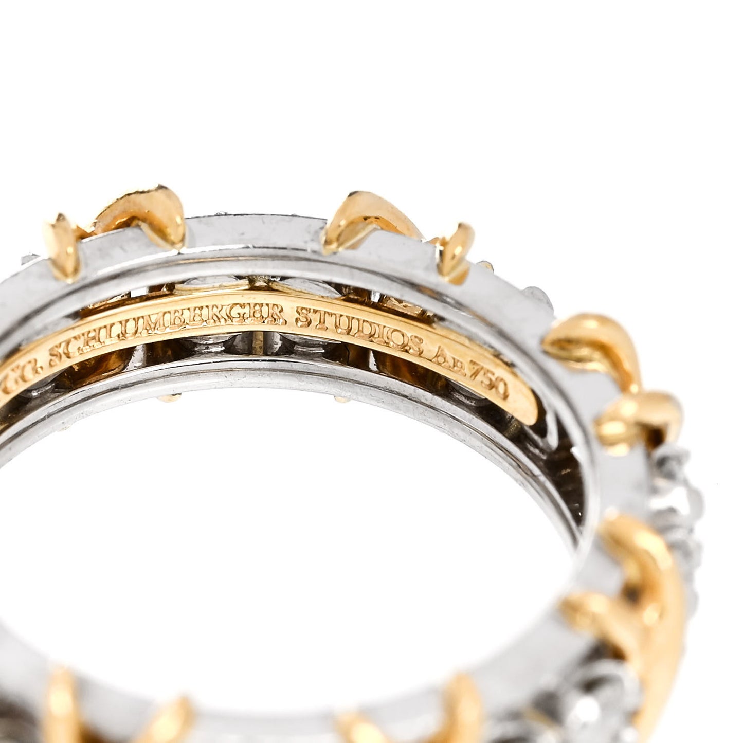 Platinum 18K Yellow Gold Diamond Schlumberger Sixteen Stone Ring 53 6.5