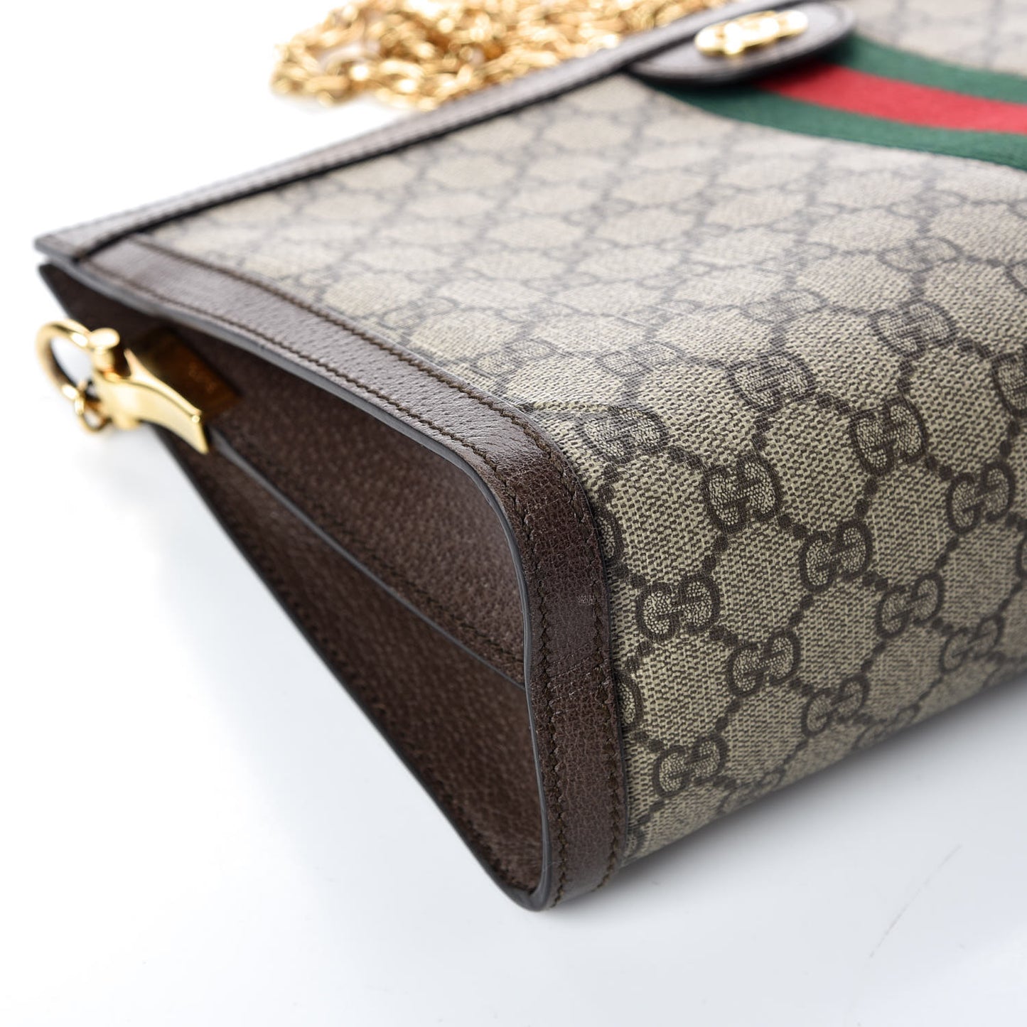 GG Supreme Monogram Web Medium Ophidia Chain Shoulder Bag Brown