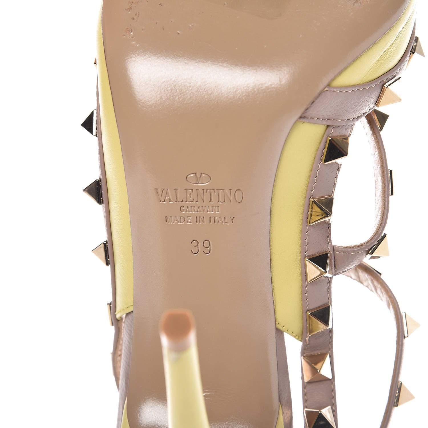 Valentino Garavani Nappa Rockstud Ankle Strap Pumps 39 Yellow Poudre 8 of 10