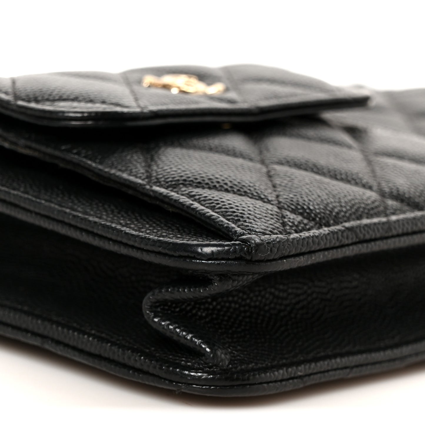 Caviar Quilted In & Out Chain Wallet Black