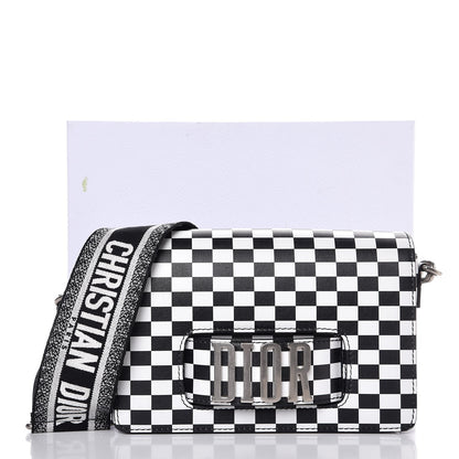 Christian Dior Smooth Calfskin Checkered Dio(r)evolution Flap Bag Black White 7 of 7