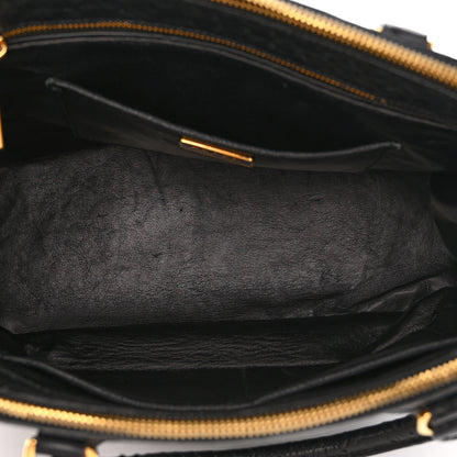 Prada Ostrich Double Zip Tote Black 5 of 15