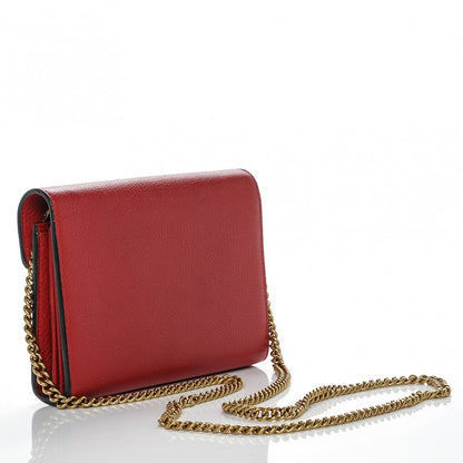 Gucci Calfskin GG Marmont Chain Wallet Vulcanic Red 3 of 6