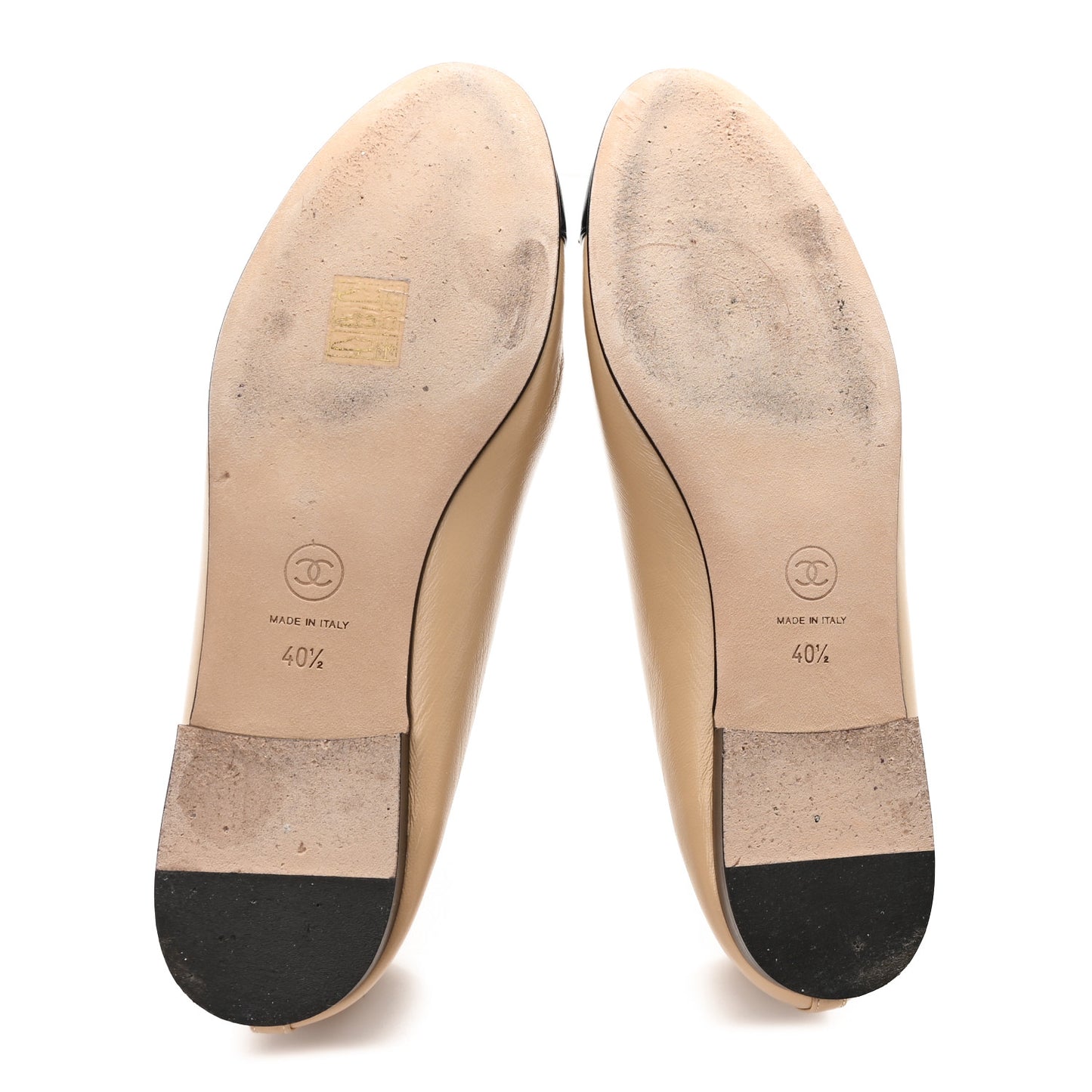 Lambskin Cap Toe CC Ballerina Flats 41.5 Beige Black