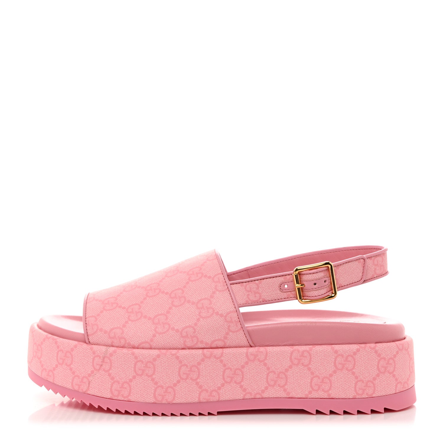 Gucci GG Supreme Monogram Granada Kid Angelina Platform 35mm Slingback Sandals 40 Cotton Candy Dark Cotton Candy Wild Rose 1 of 9