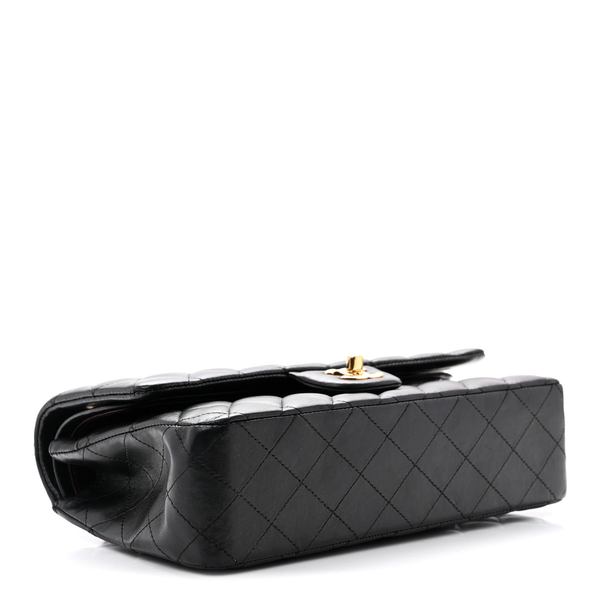 Lambskin Quilted Medium Double Flap Black