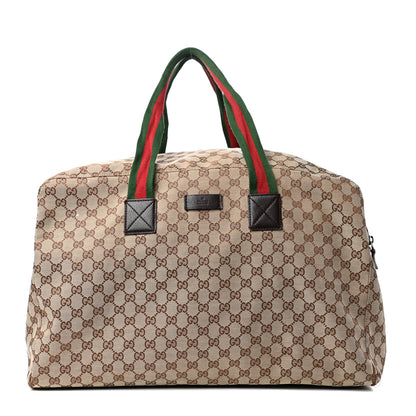Gucci GG Monogram Web Large Collapsible Carry On Duffle Beige Brown 1 of 10