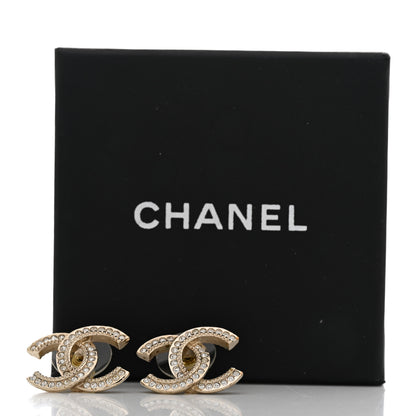 Chanel Crystal CC Earrings Gold 4 of 4