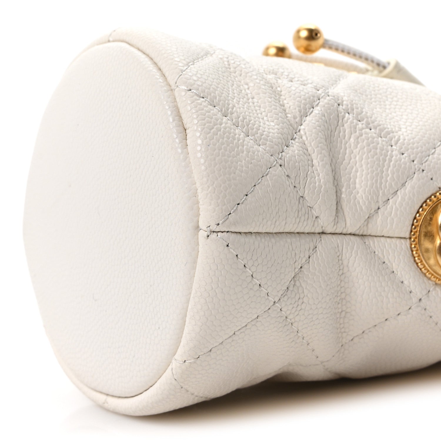 Chanel Caviar Quilted Twist Your Buttons Mini Bucket Bag White 10 of 10